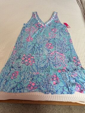 Lilly Pulitzer Blue and Pink Floral Tank Dress